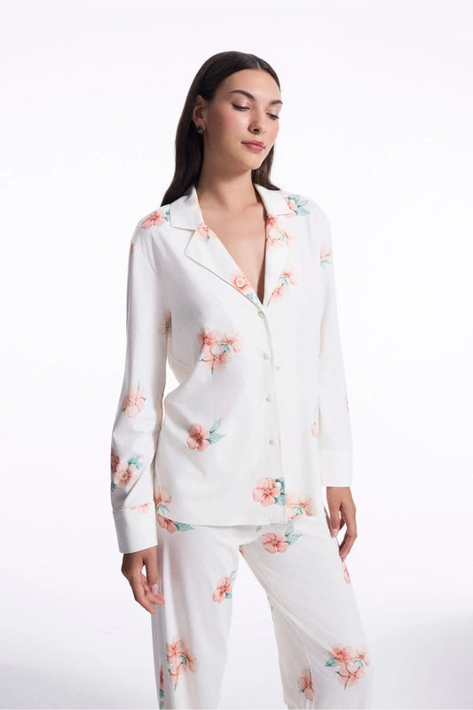 Cotton Pijama Takımı Ekru