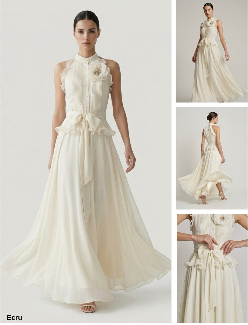 Flower Detail Chiffon Evening Dress 2708