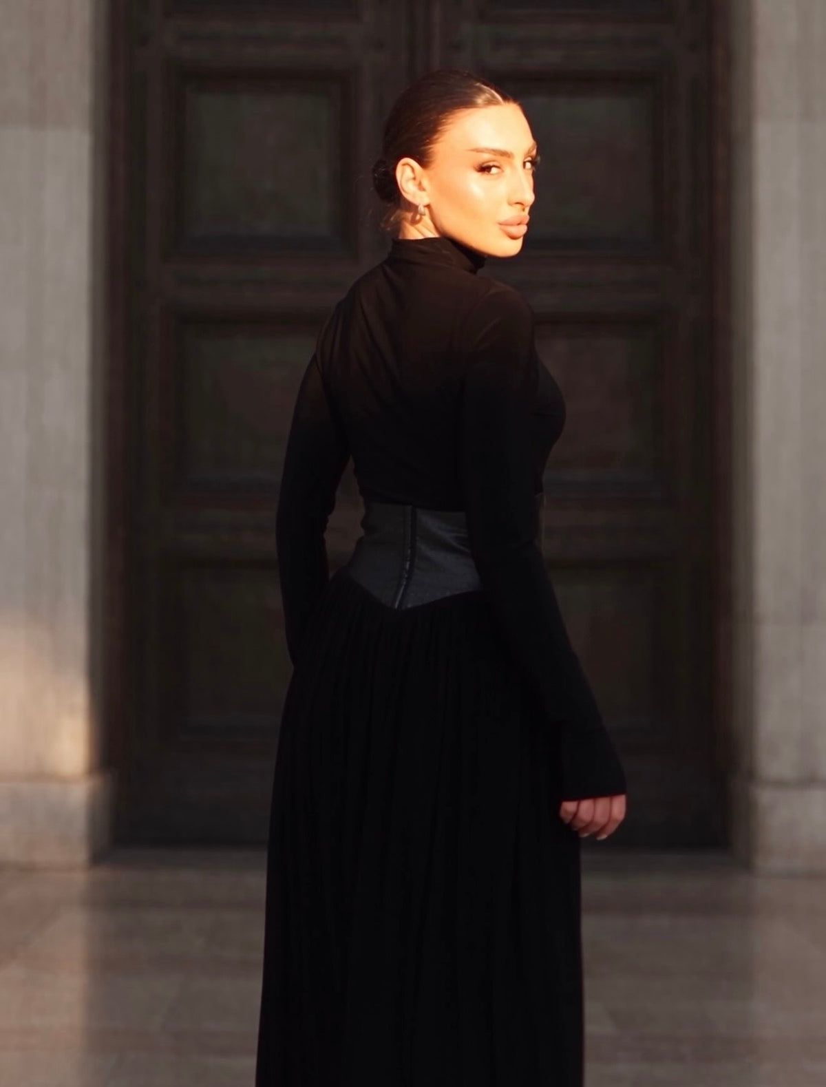 Korse Detaylı Maxi Elbise