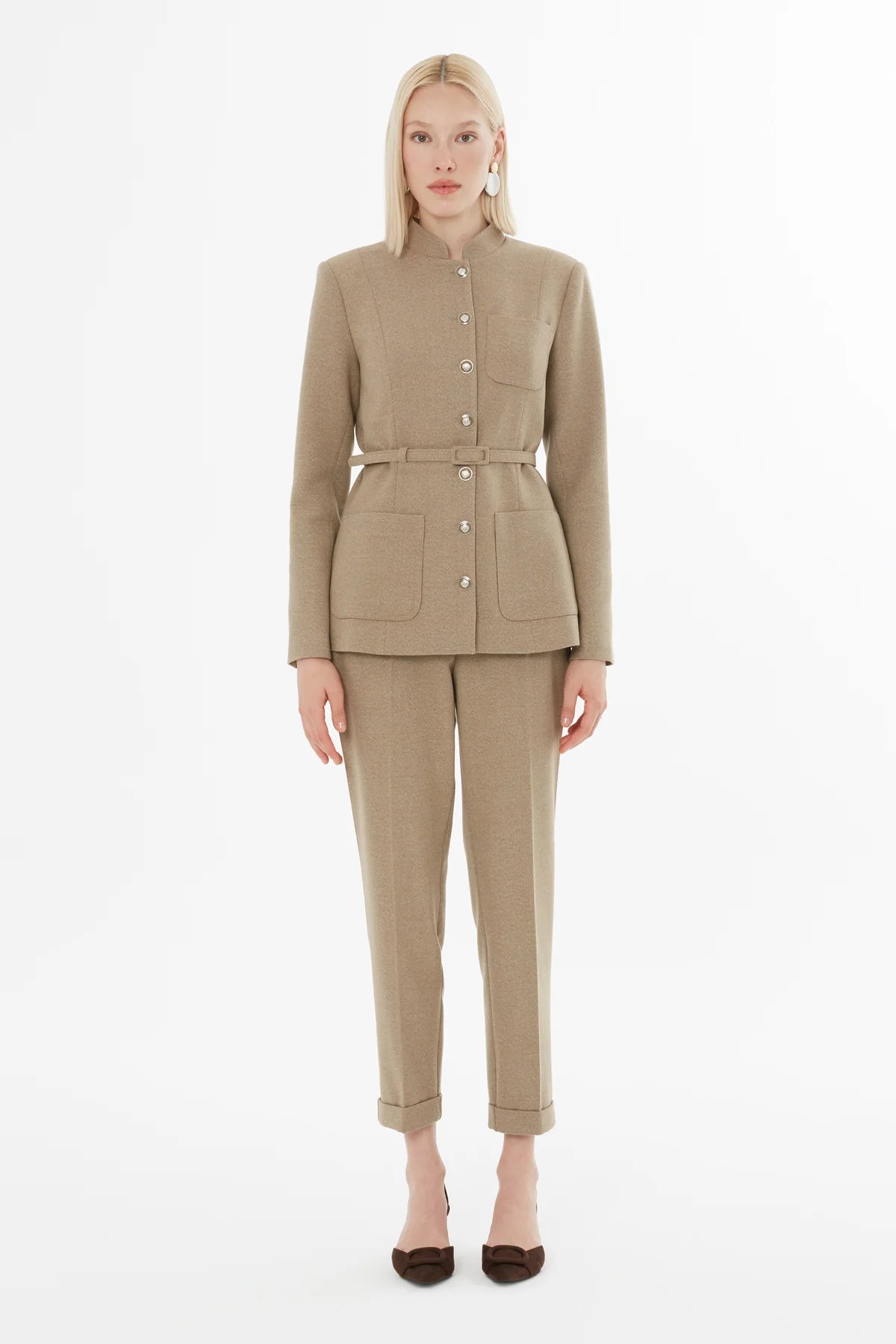 Mono Kapama Cepli Ceket Ve Havuç Pantolon Takım