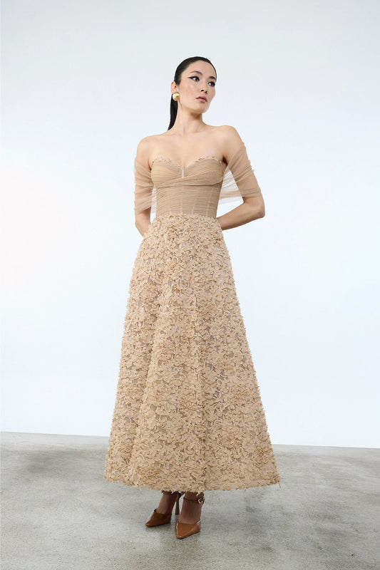 فستان بني سايز 38