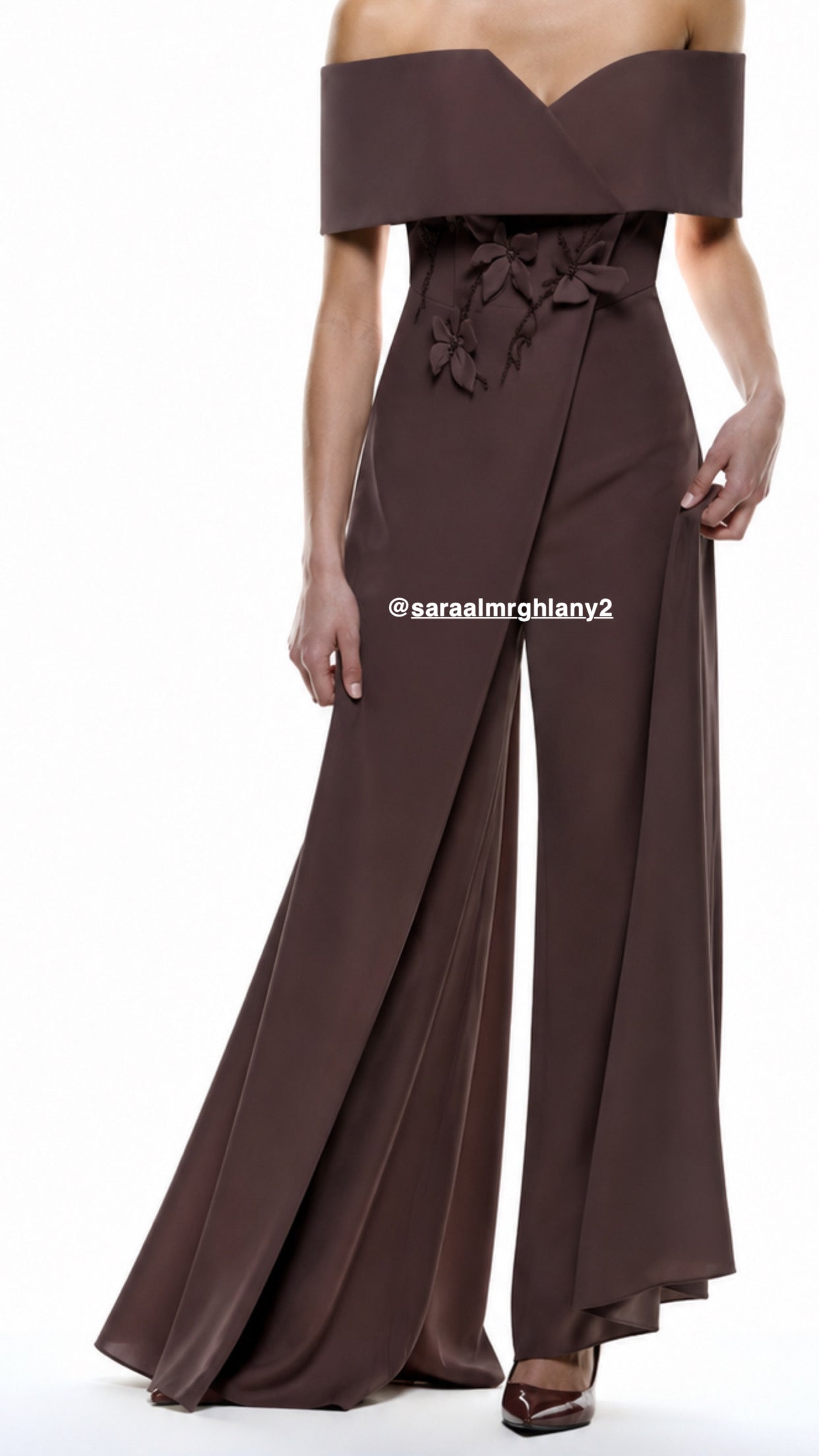 Elegant Off-Shoulder Floral Evening Jumpsuit 5300