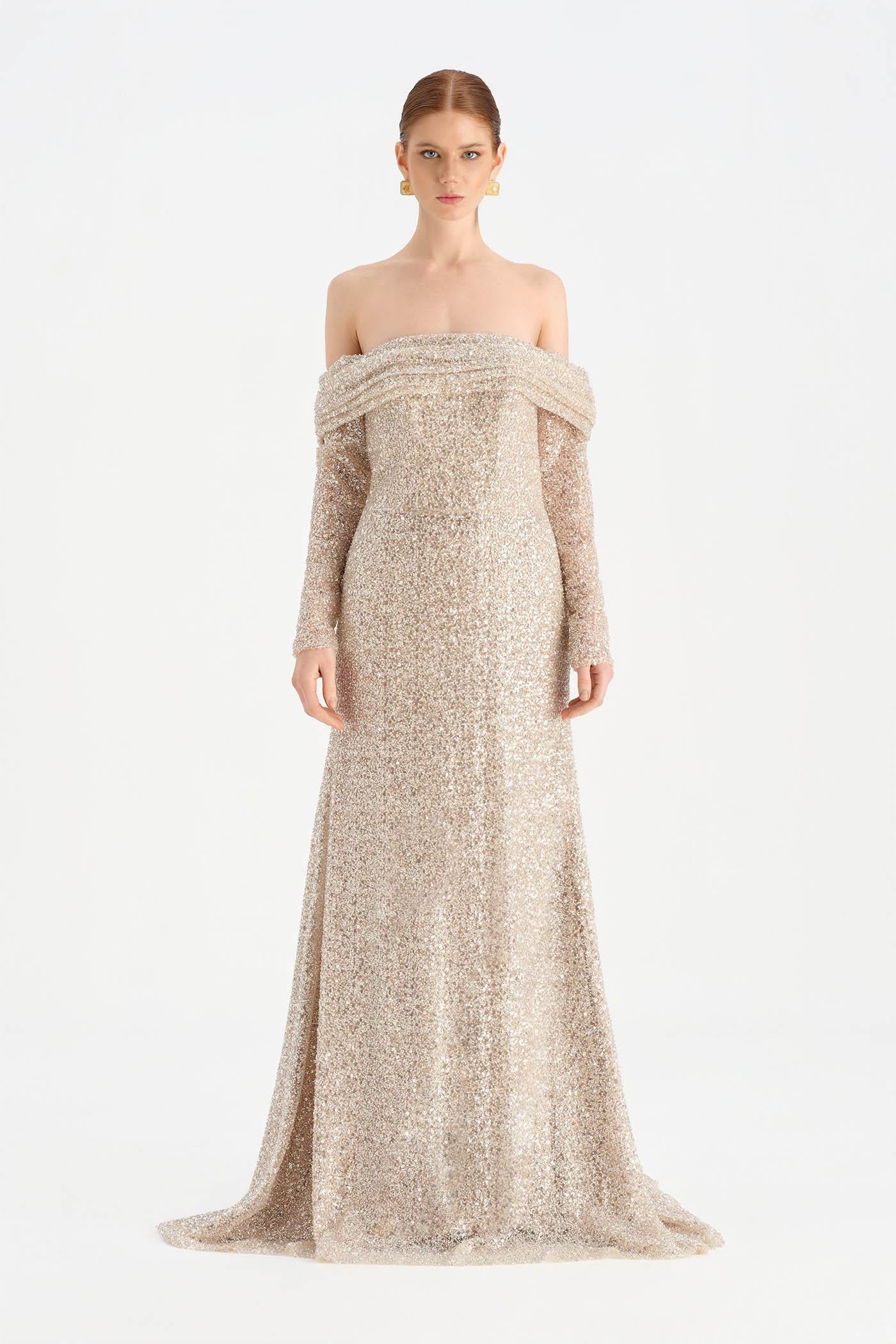 STRAPLEZ TAŞLI ABİYE ELBİSE - 26051C