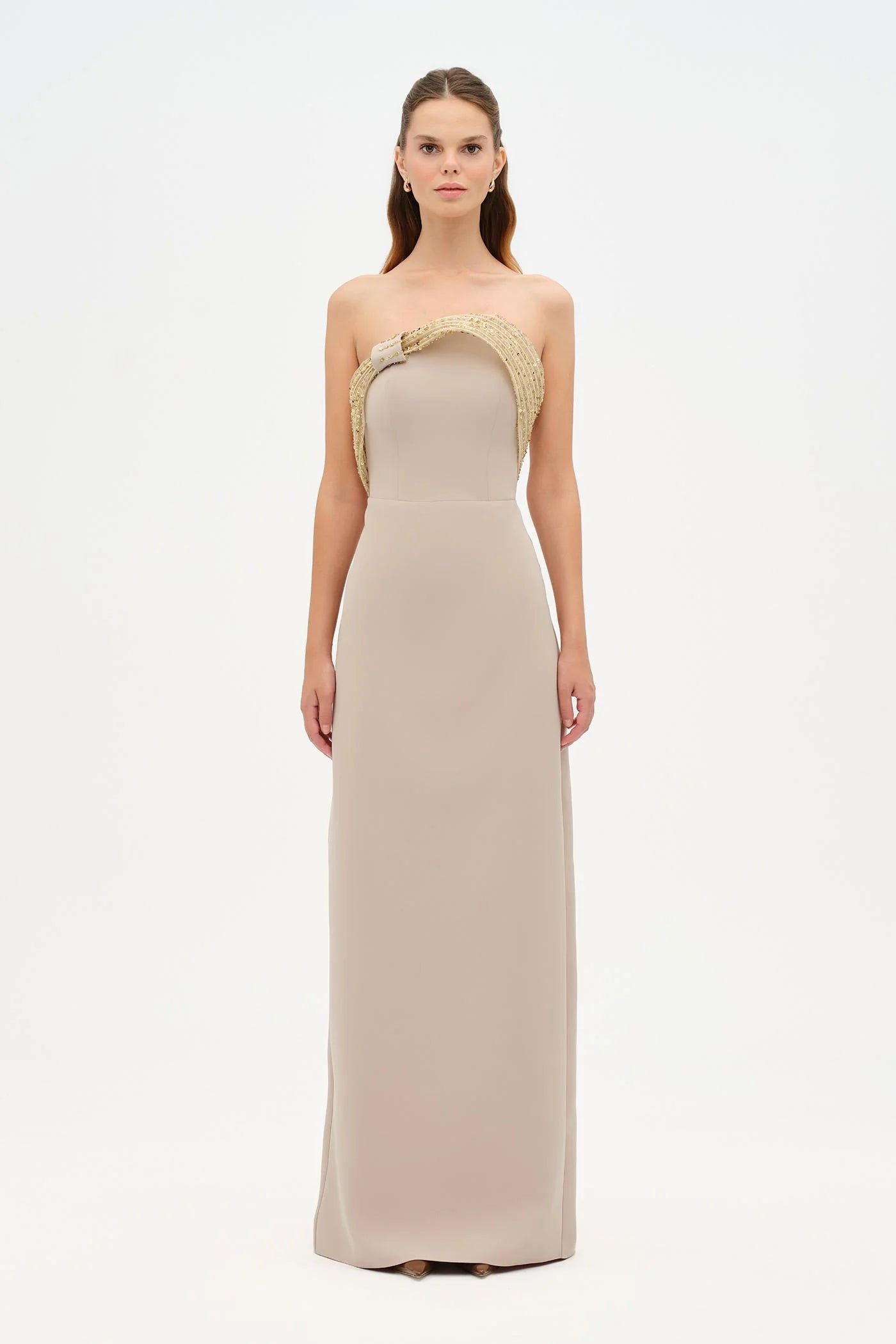 DRAPE DETAYLI STRAPLEZ DETAYLI BALIK ABİYE ELBİSE - 26125C