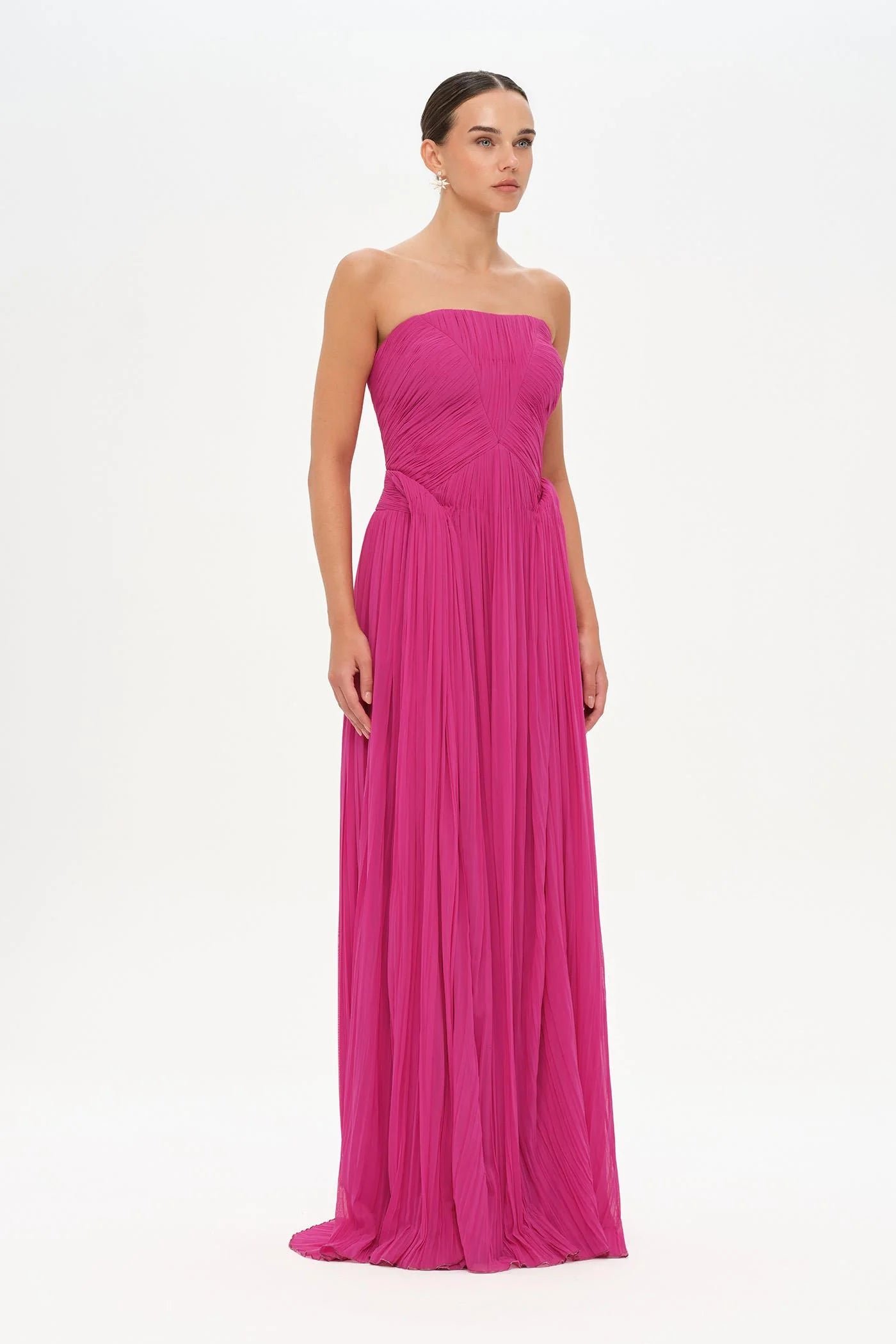 STRAPLEZ DRAPE DETAYLI ŞIK ABİYE ELBİSE - 26058C