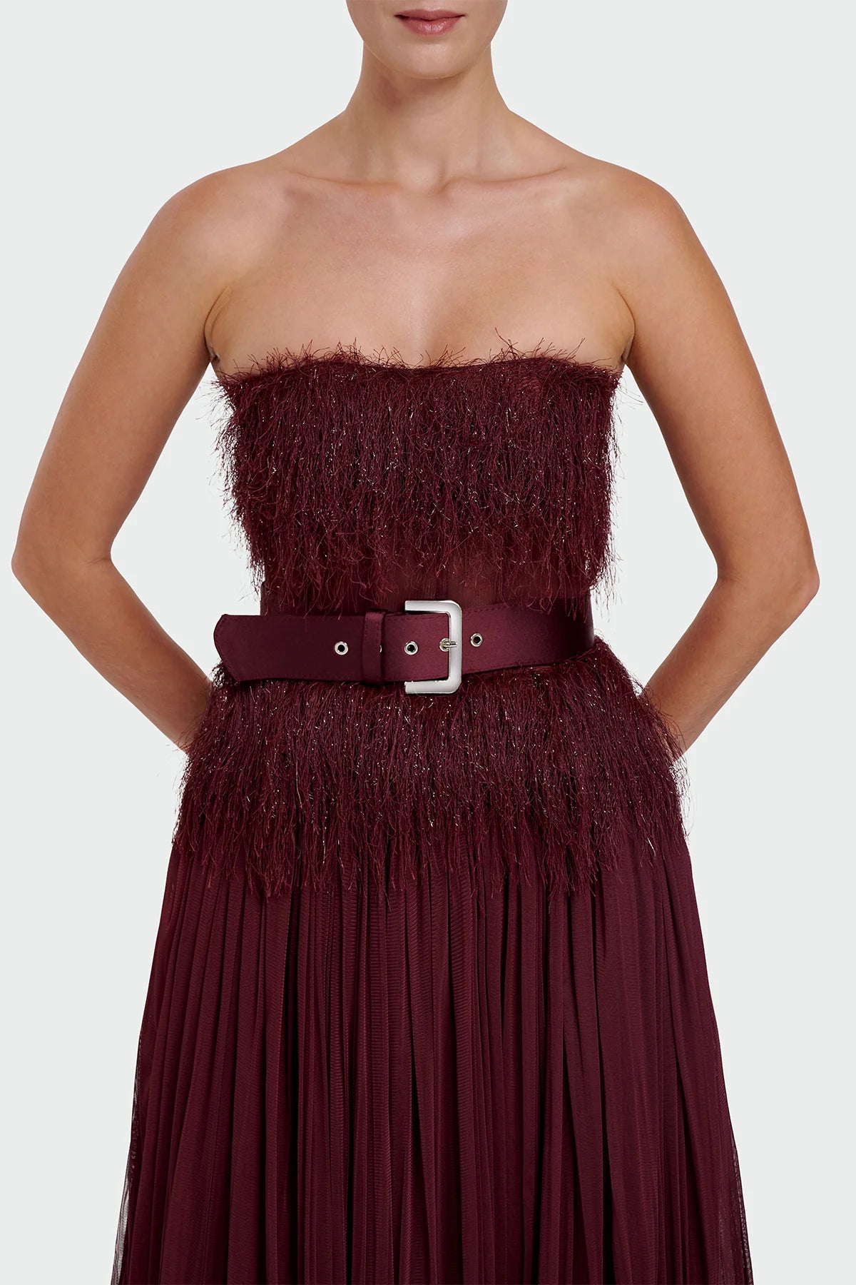 Feather Strapless Evening Dress 1342