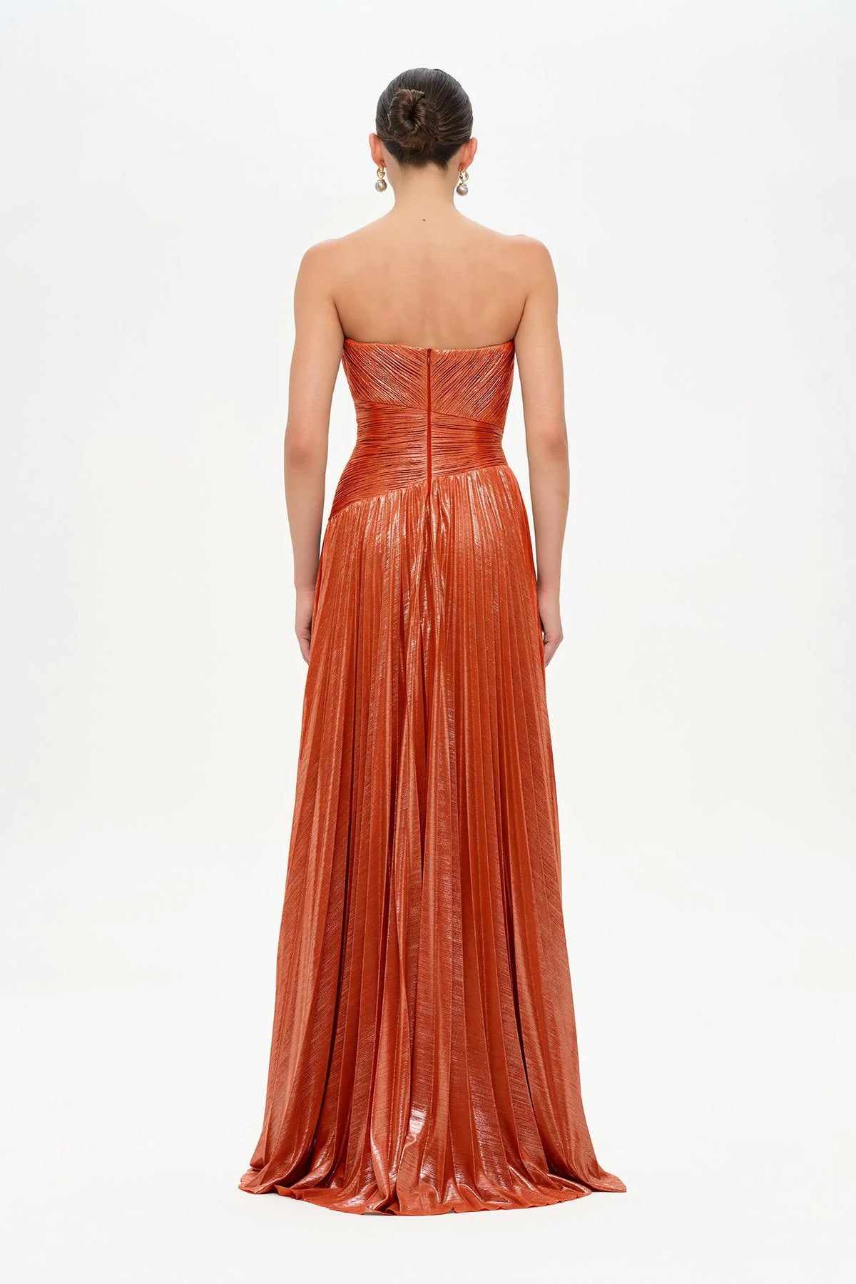 STRAPLEZ DRAPE VE PLİSE DETAYLI ŞIK ABİYE ELBİSE - 26078C