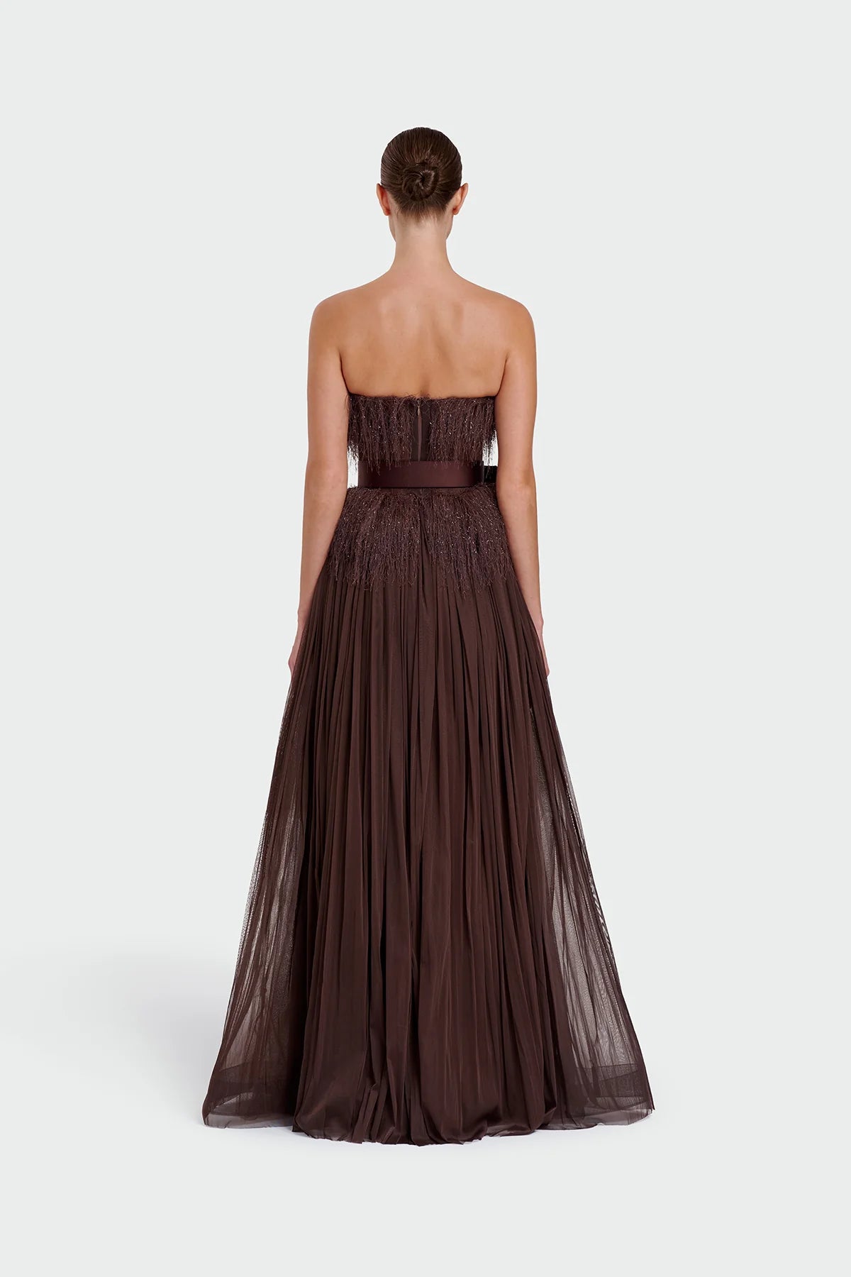 Feather Strapless Evening Dress 1342