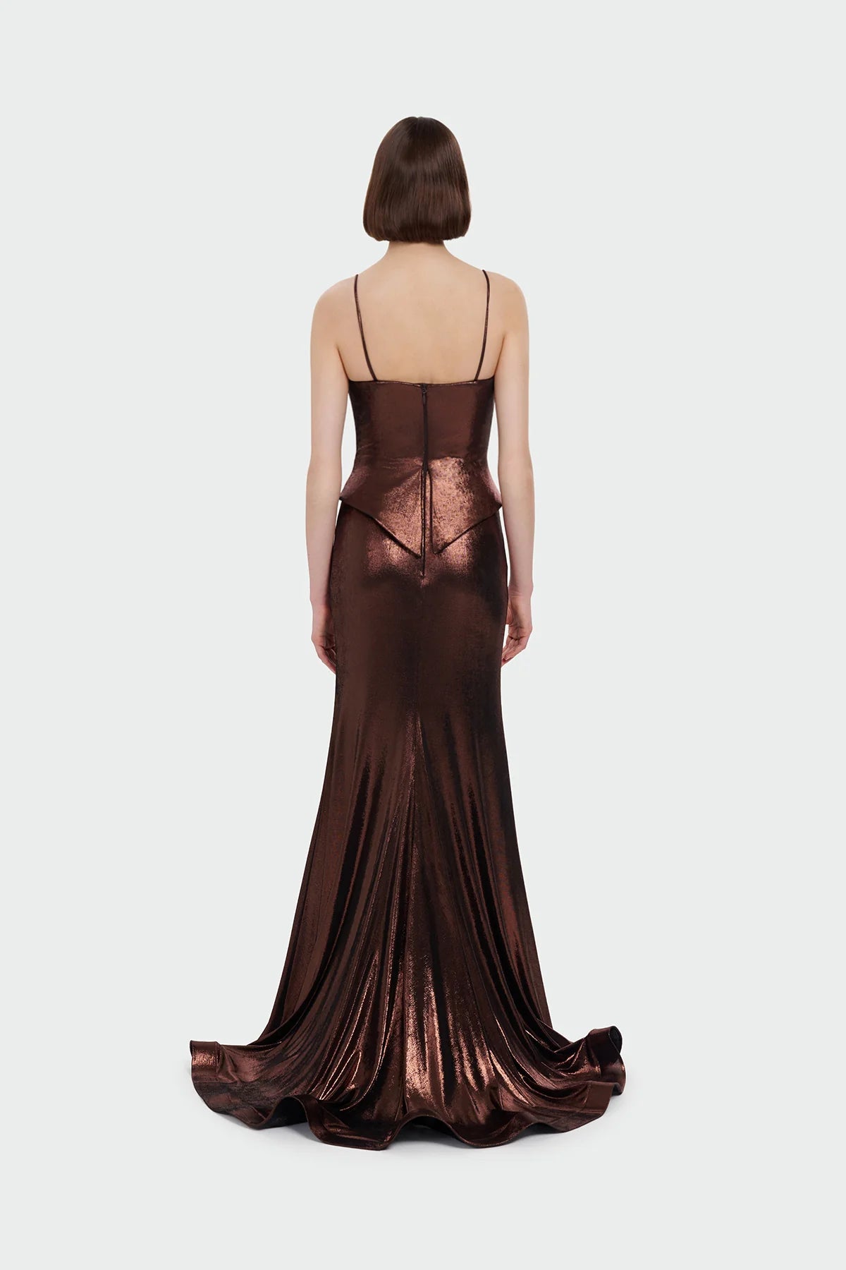 İNCE ASKILI DRAPE DETAYLI ABİYE ELBİSE 1365