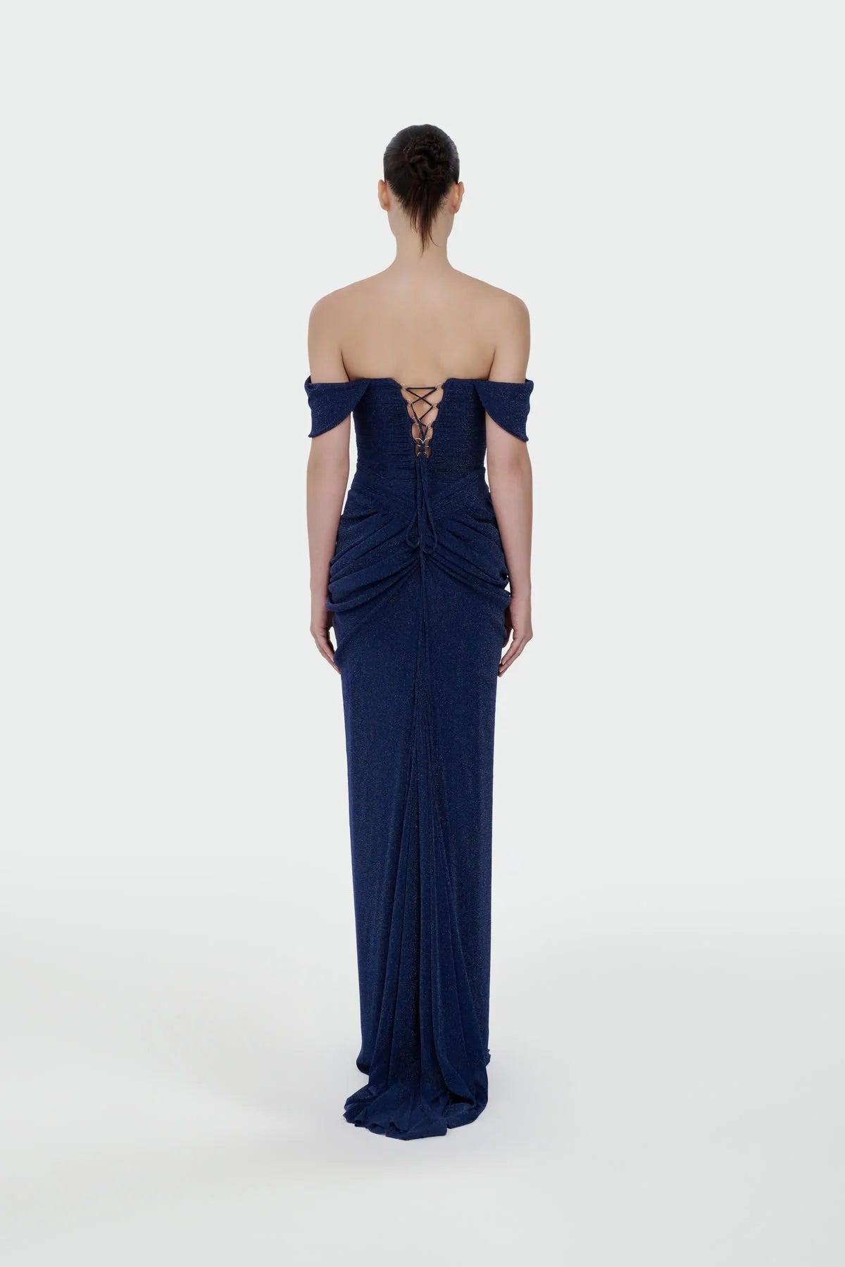 Shimmer Draped Off-Shoulder Evening Dress – 1387