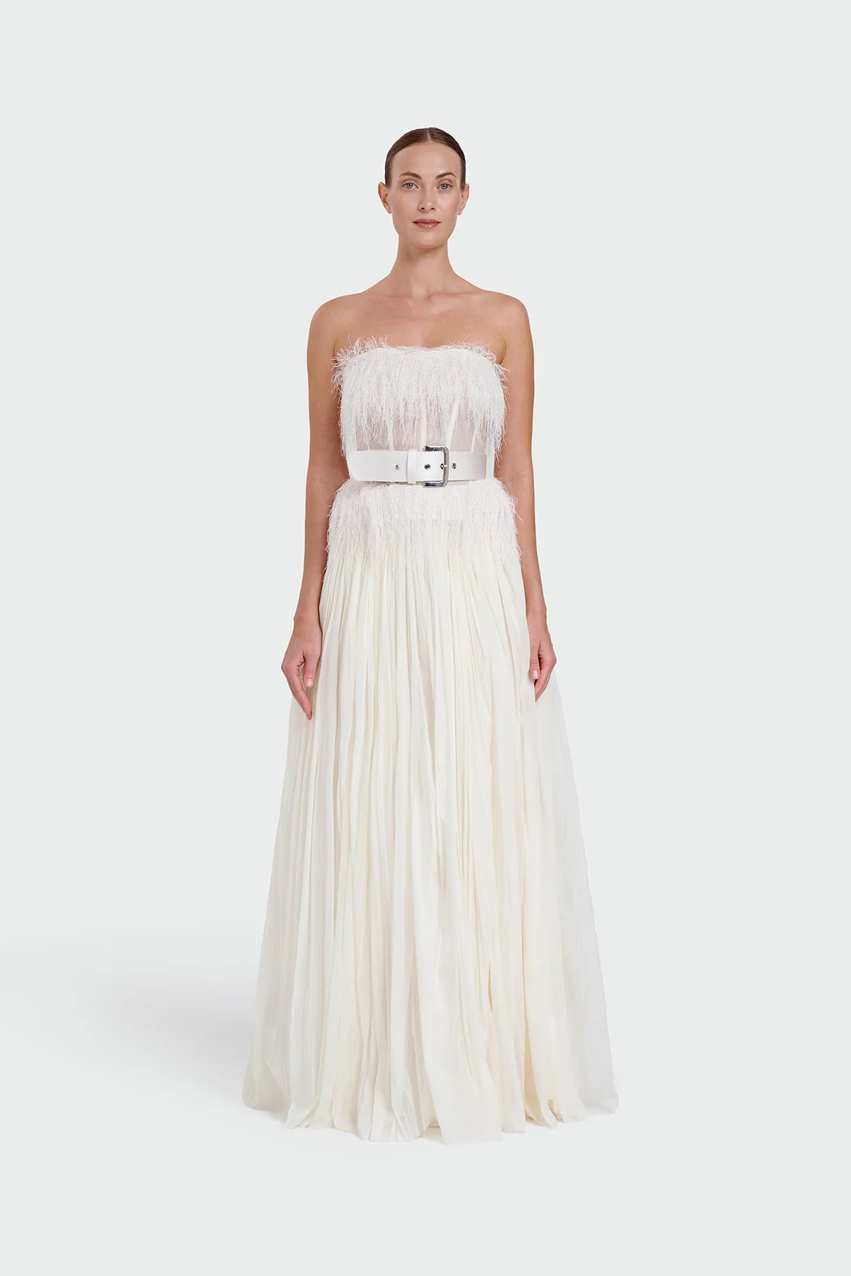 Feather Strapless Evening Dress 1342