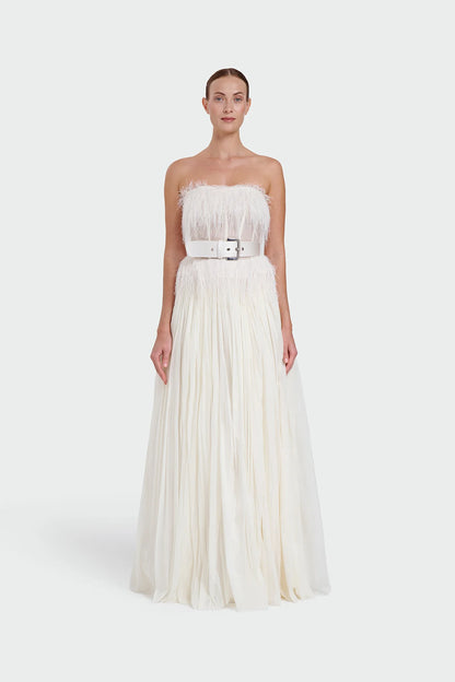 Feather Strapless Evening Dress 1342