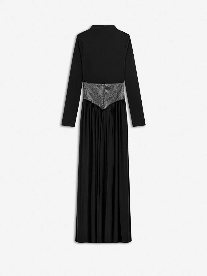 Korse Detaylı Maxi Elbise