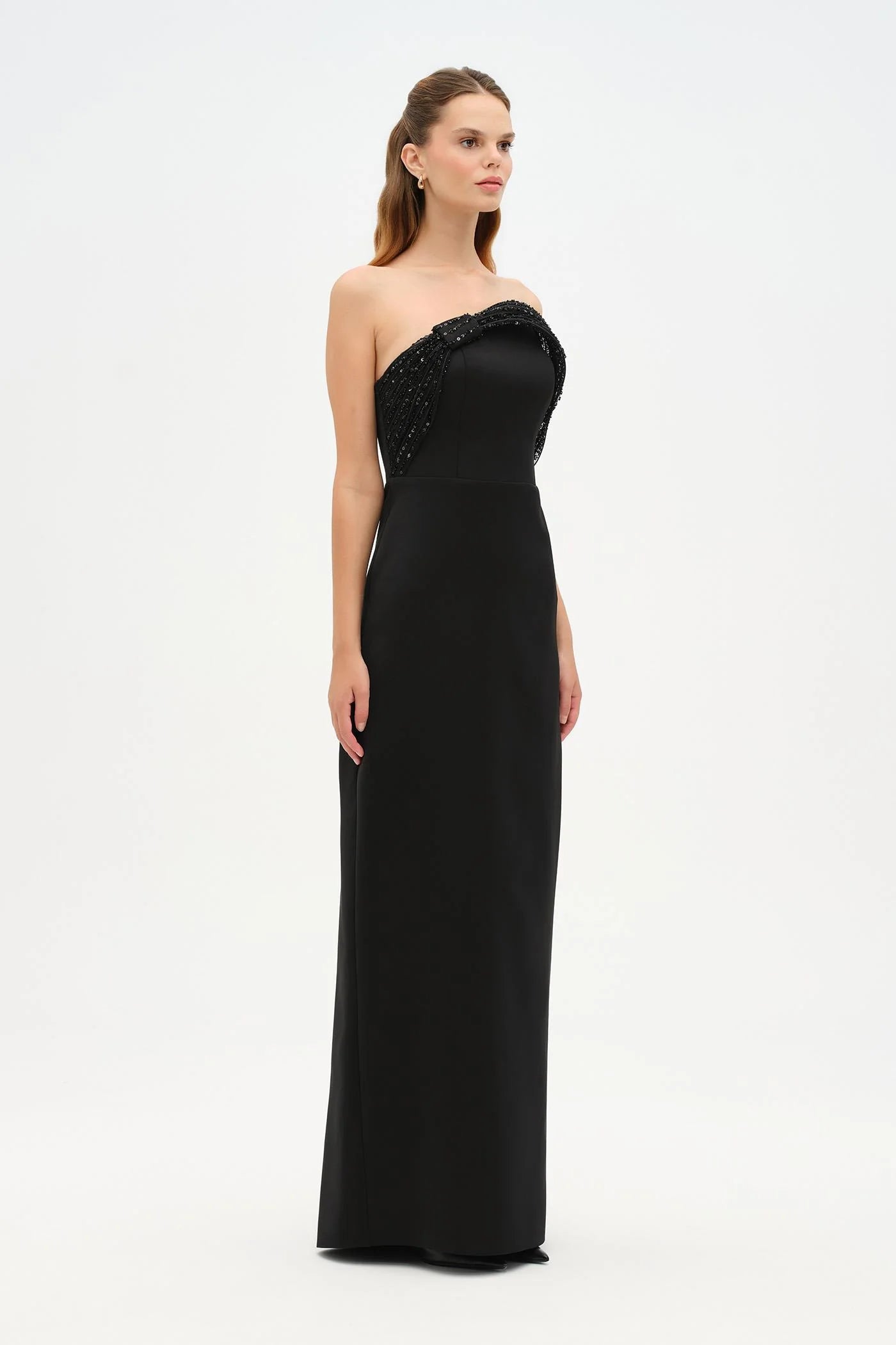 DRAPE DETAYLI STRAPLEZ DETAYLI BALIK ABİYE ELBİSE - 26125C