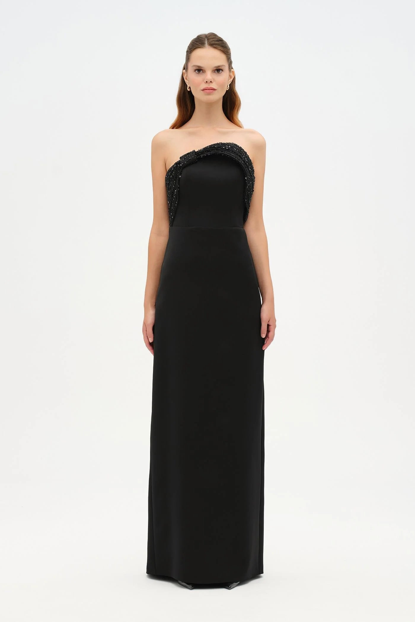 DRAPE DETAYLI STRAPLEZ DETAYLI BALIK ABİYE ELBİSE - 26125C