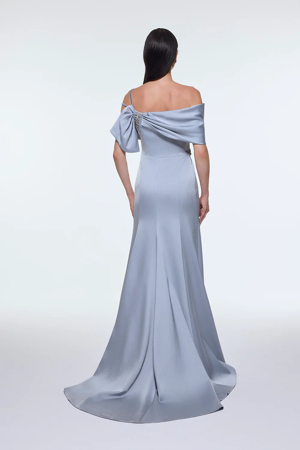 TAŞ İŞLEMELİ KEMER DETAYLI UZUN ABİYE ELBİSE - 9294C