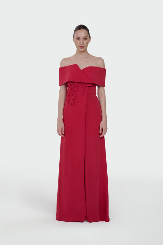 Elegant Off-Shoulder Floral Evening Jumpsuit 5300