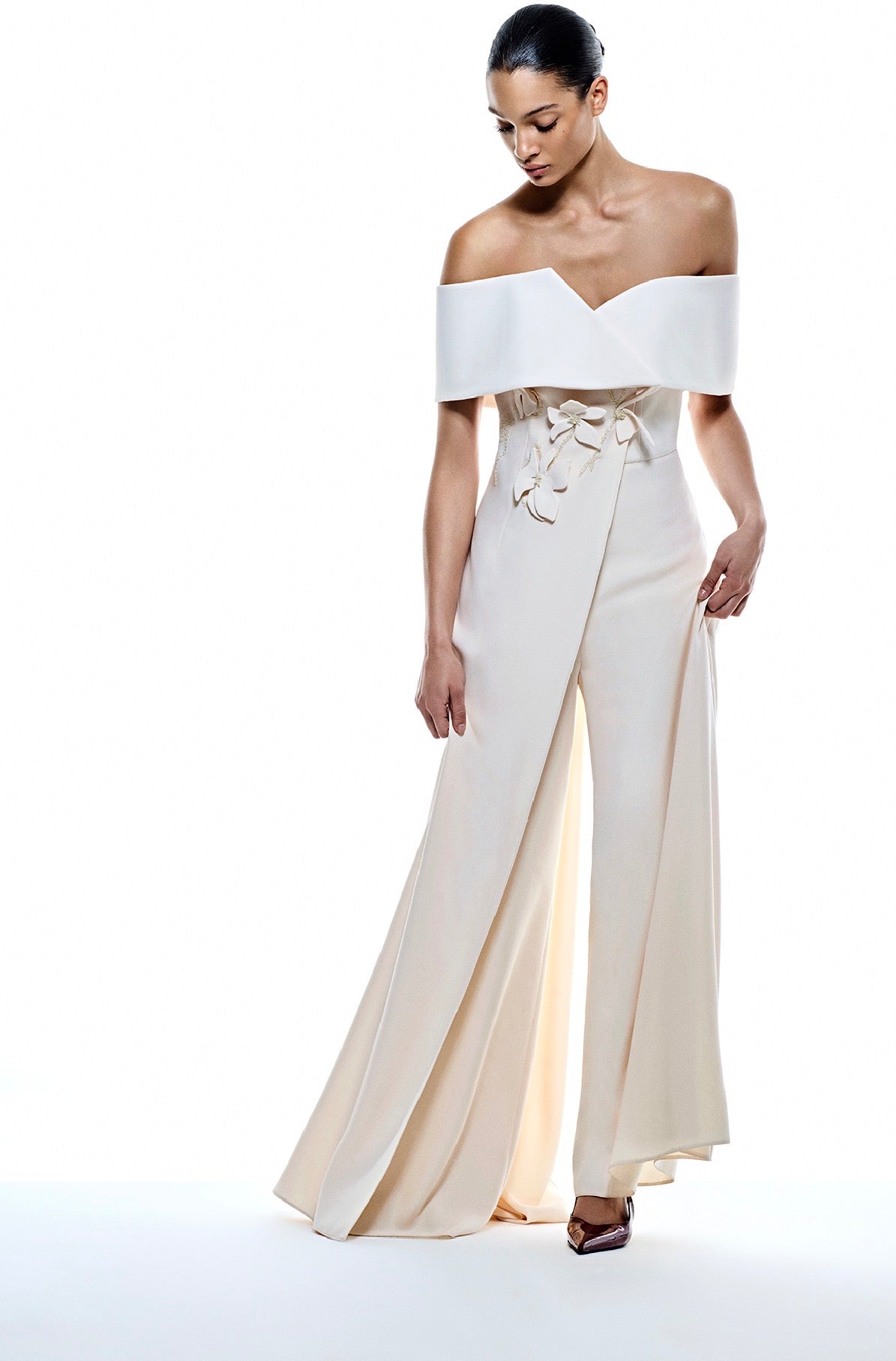 Elegant Off-Shoulder Floral Evening Jumpsuit 5300