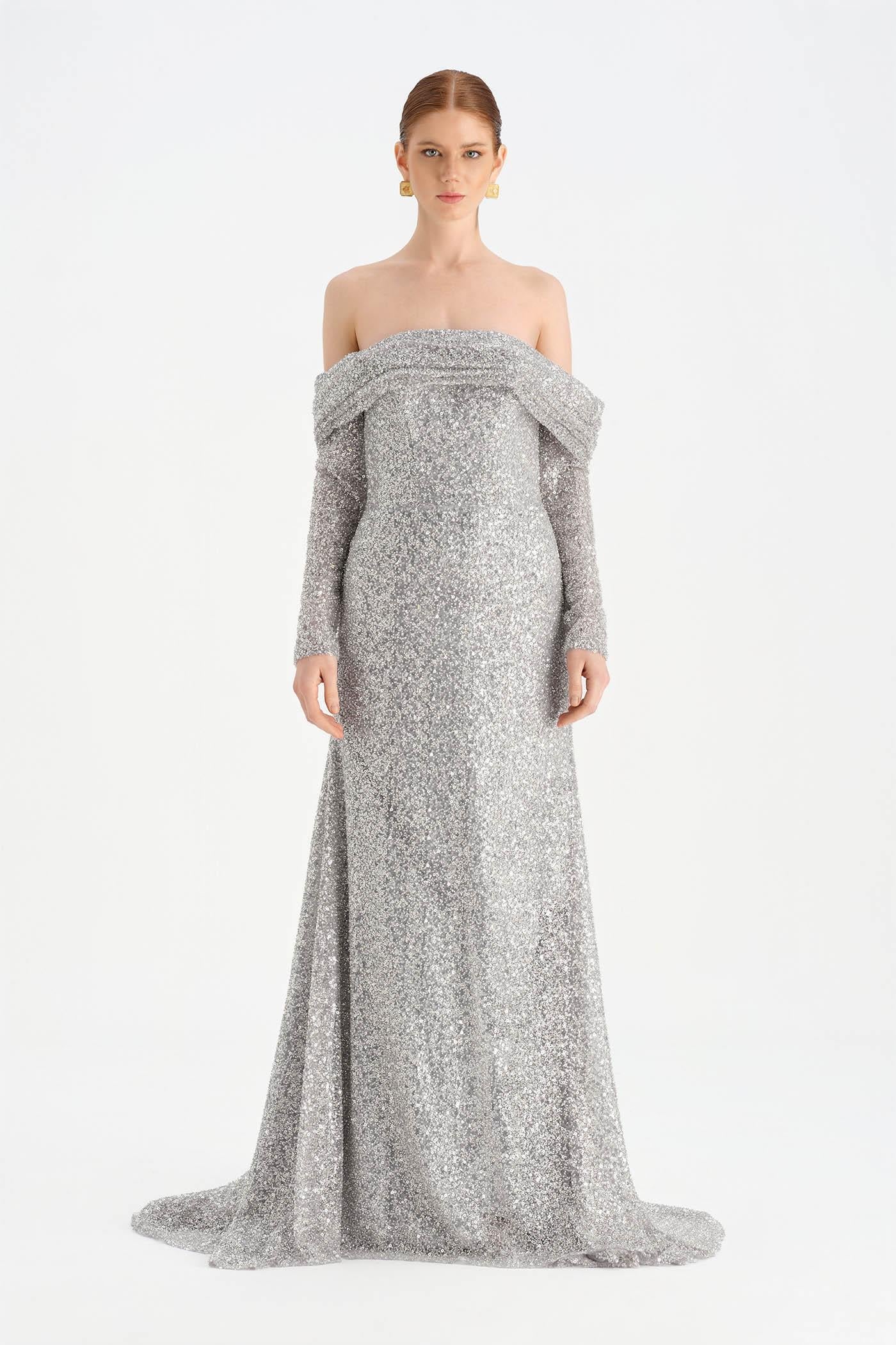 STRAPLEZ TAŞLI ABİYE ELBİSE - 26051C