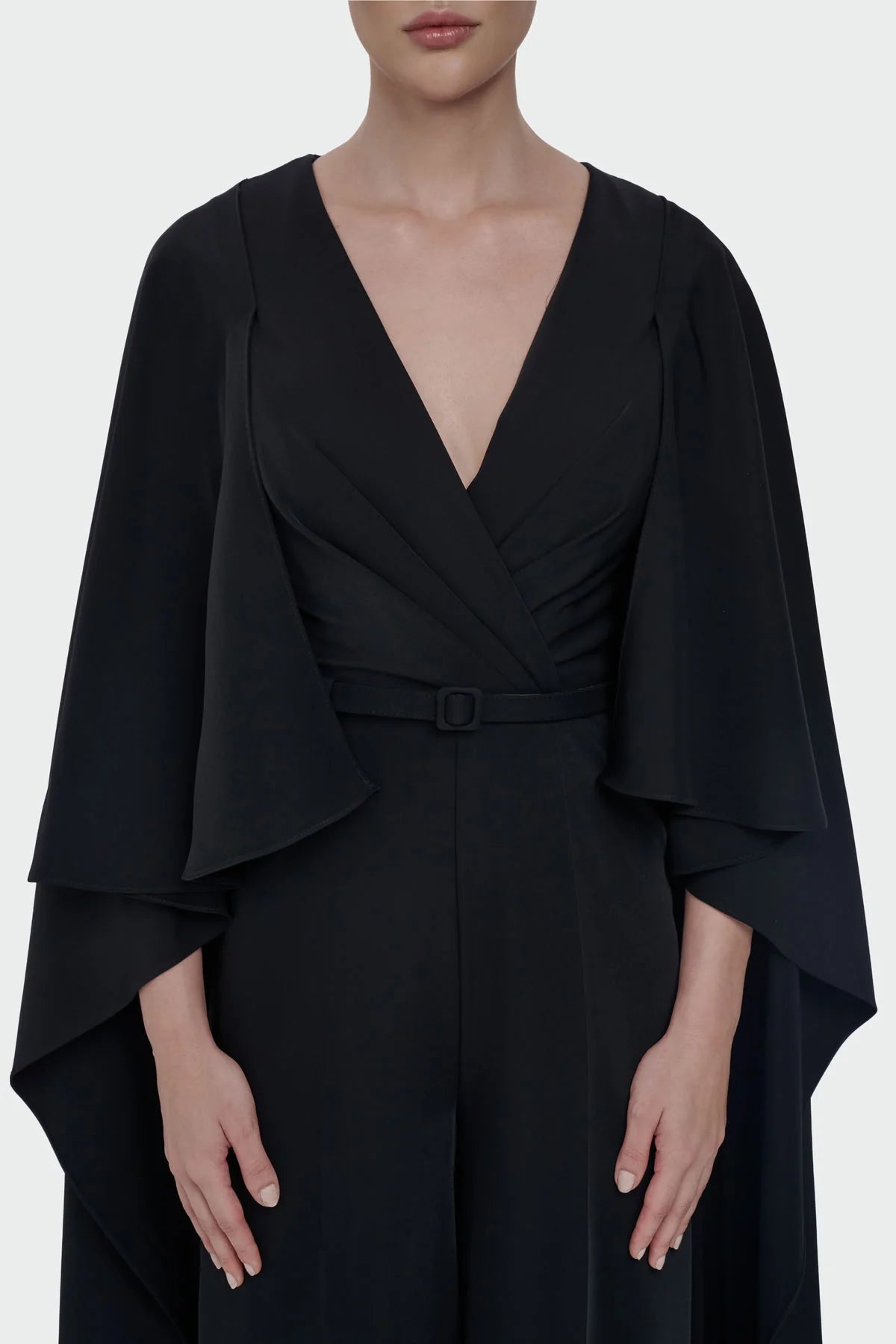 Elegant Ivory Draped Cape Jumpsuit 5301