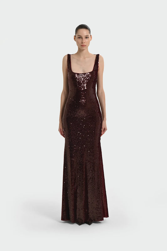 Pul Payet İşlemeli Askılı Abiye Elbise 2282