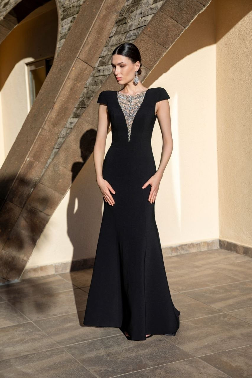 Black Crystal Evening Dress – Elegant Luxury Formal Dress 2276