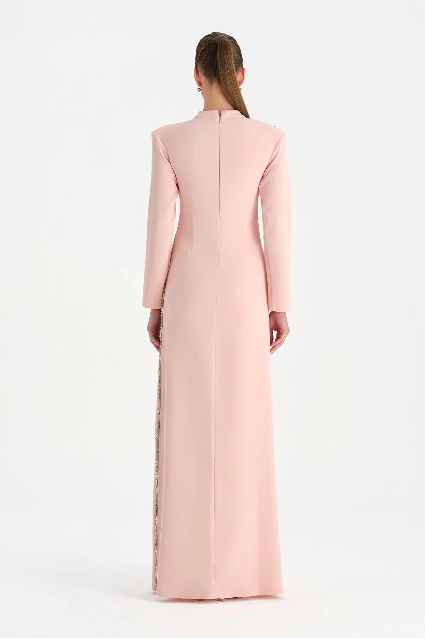 TAŞ İŞLEMELİ TESETTÜR ABİYE ELBİSE - 26186C