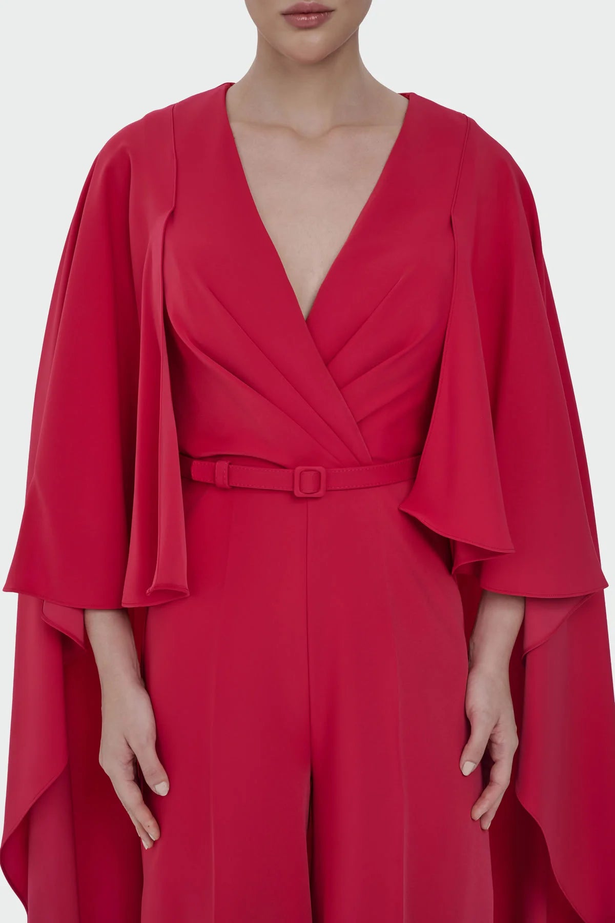 Elegant Ivory Draped Cape Jumpsuit 5301