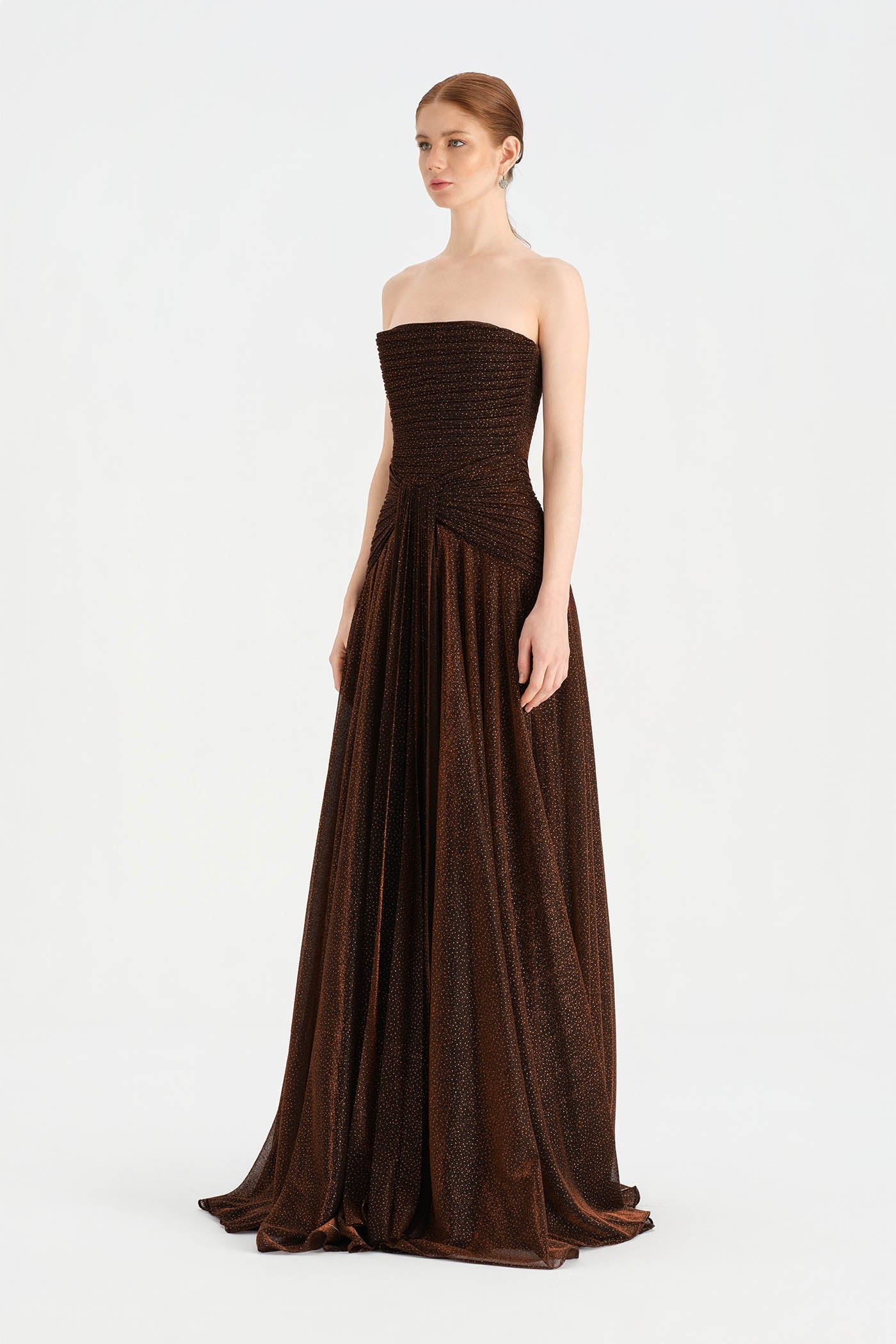 Glitter Strapless Long Evening Dress 9167C