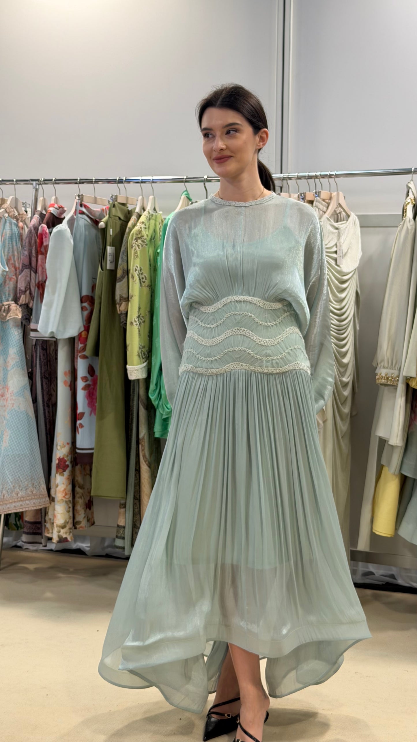 فستان ماكسي بلونين البني والتيفاني