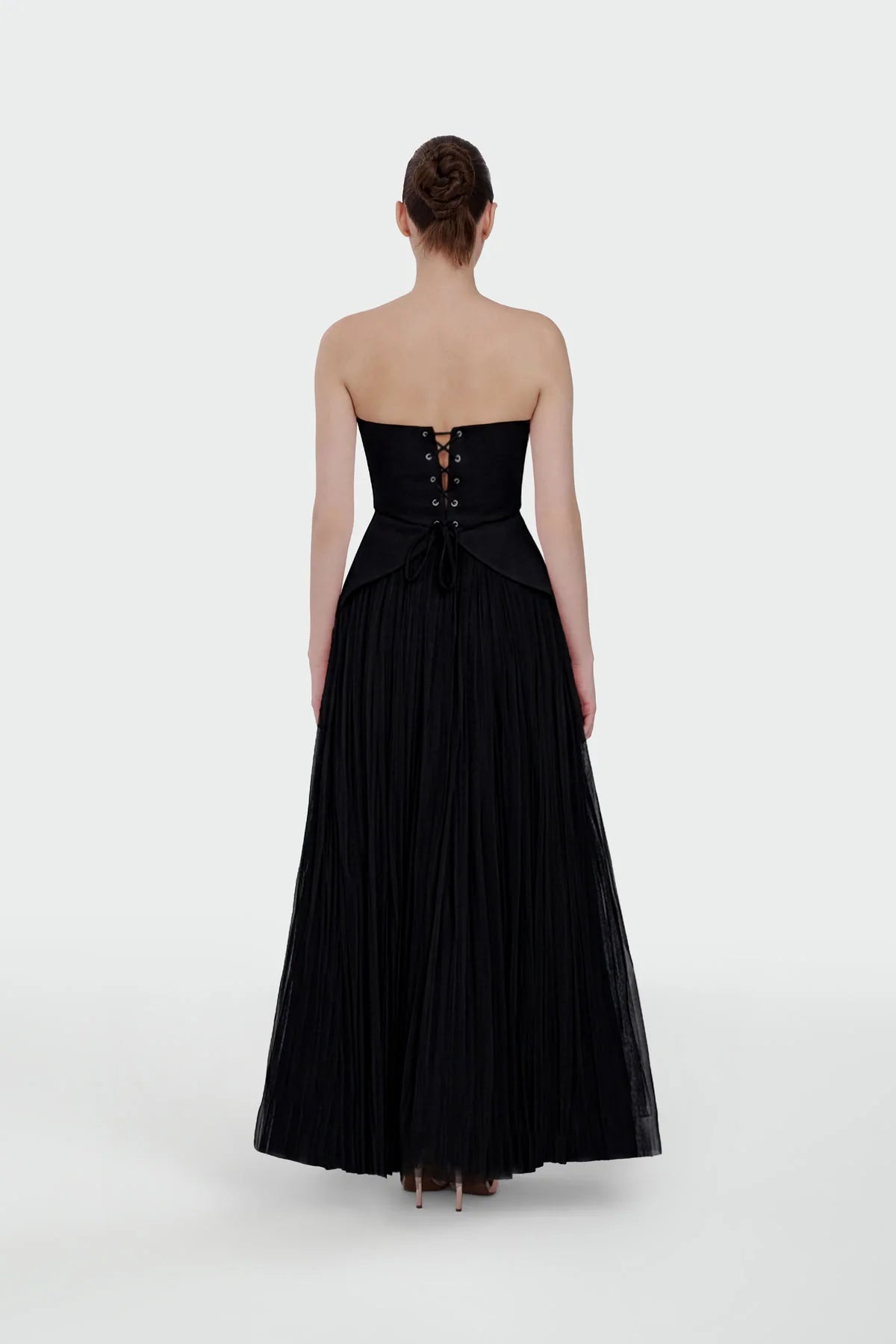 STRAPLEZ PEPLUM DETAYLI PİLİSELİ ABİYE TAKIM ELBİSE 2603