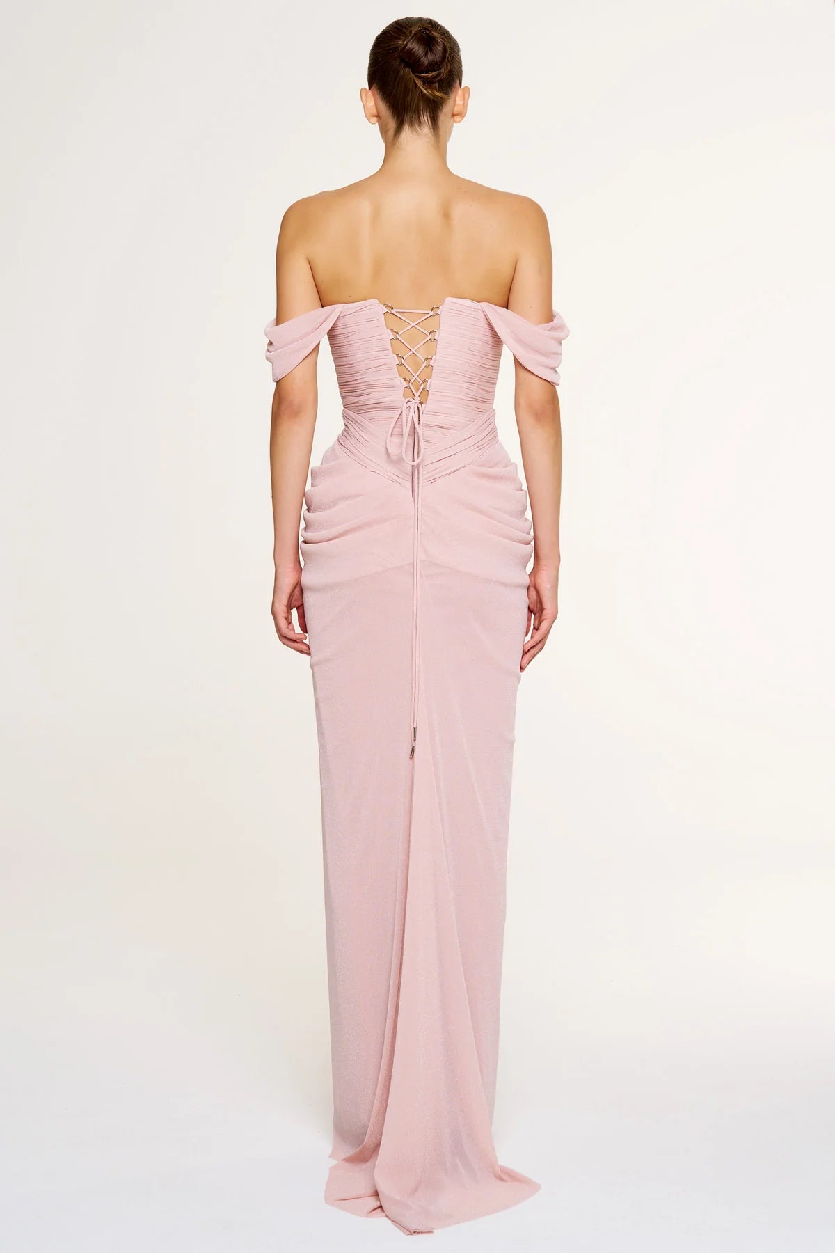 Shimmer Draped Off-Shoulder Evening Dress – 1387