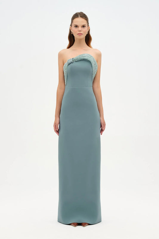 DRAPE DETAYLI STRAPLEZ DETAYLI BALIK ABİYE ELBİSE - 26125C