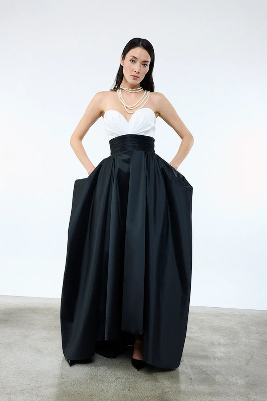 KALP YAKA BELİ KUŞAKLI CEPLİ ABİYE ELBİSE