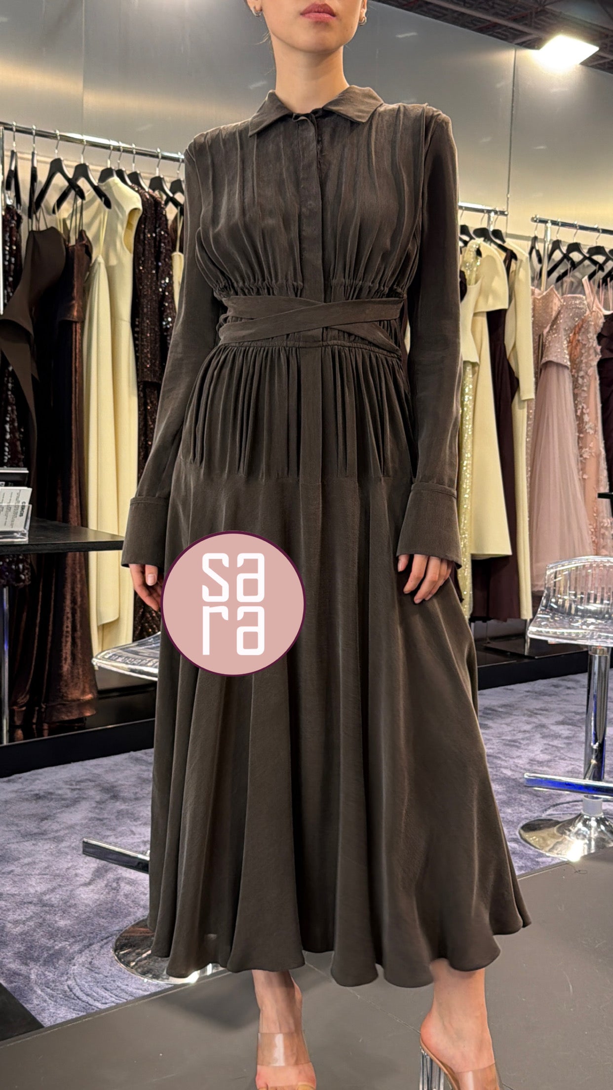 فستان حرير مغسول 9145