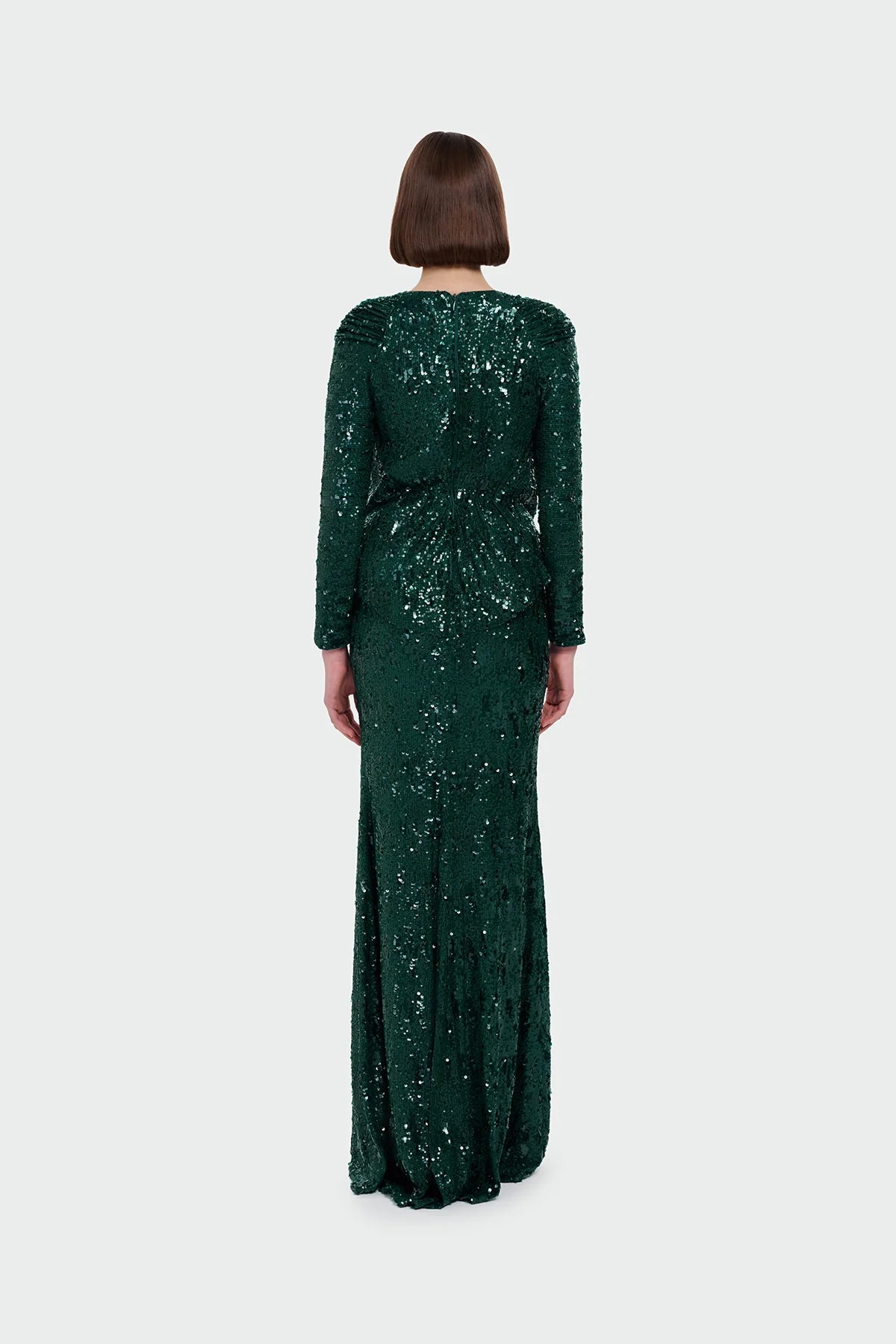 Luxury Modest Stretch Sequin Gown 9210