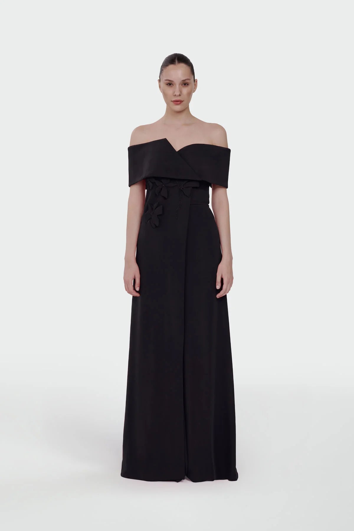 Elegant Off-Shoulder Floral Evening Jumpsuit 5300