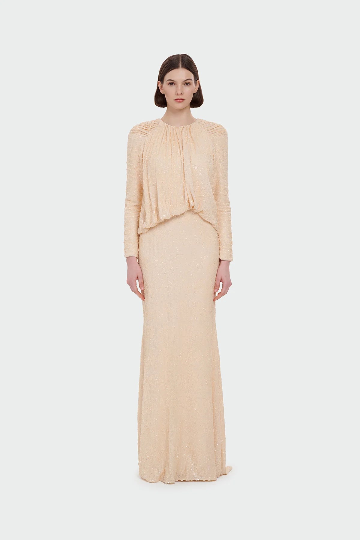 Luxury Modest Stretch Sequin Gown 9210