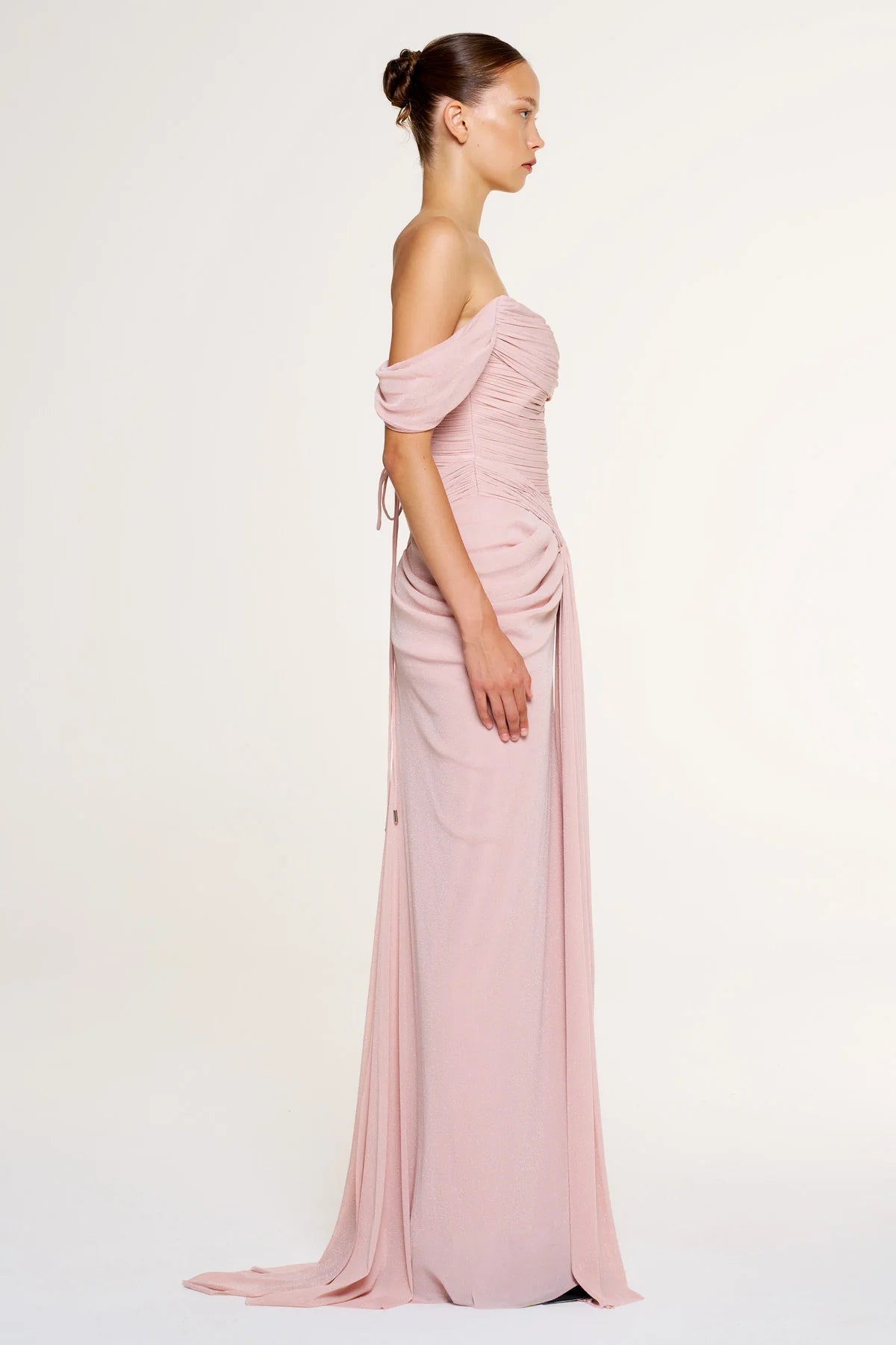 Shimmer Draped Off-Shoulder Evening Dress – 1387