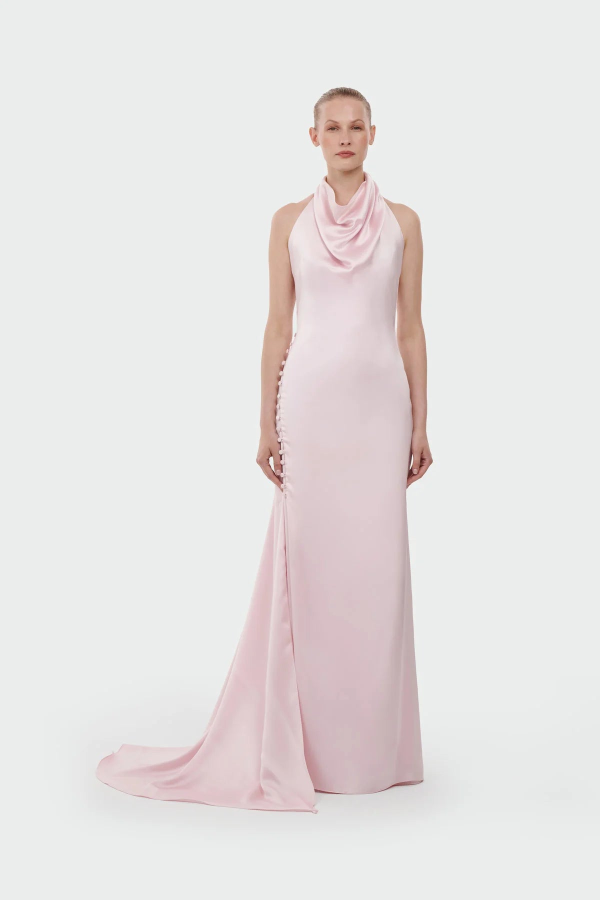 HALTER YAKA DEGAJE DETAYLI ABİYE ELBİSE 1364