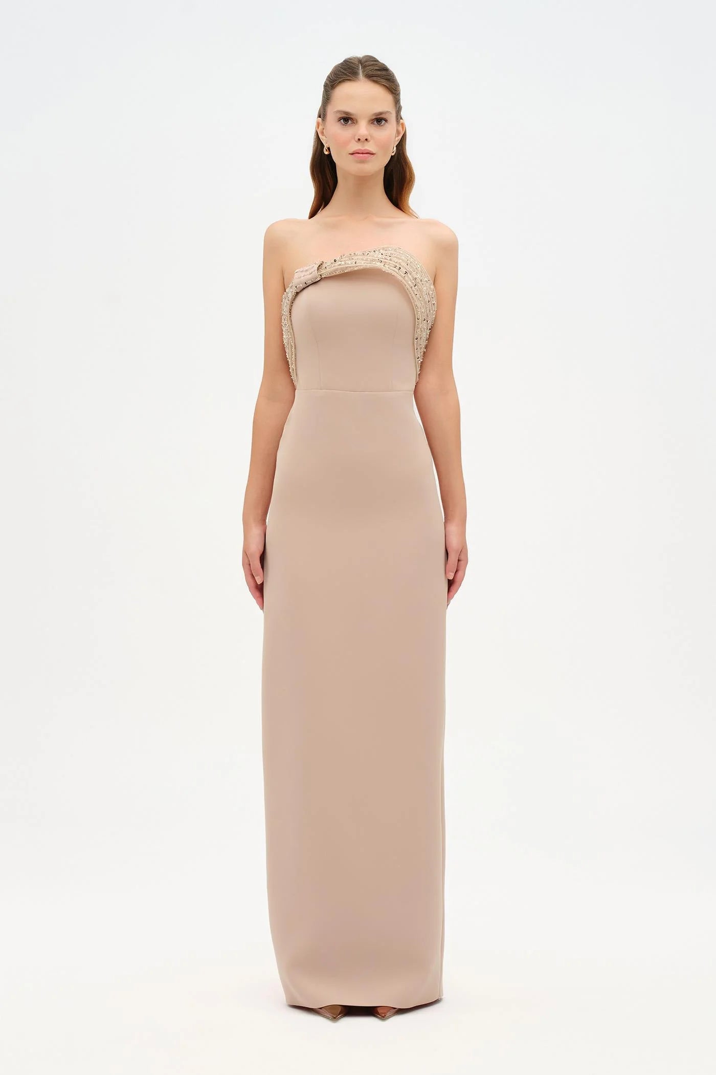 DRAPE DETAYLI STRAPLEZ DETAYLI BALIK ABİYE ELBİSE - 26125C
