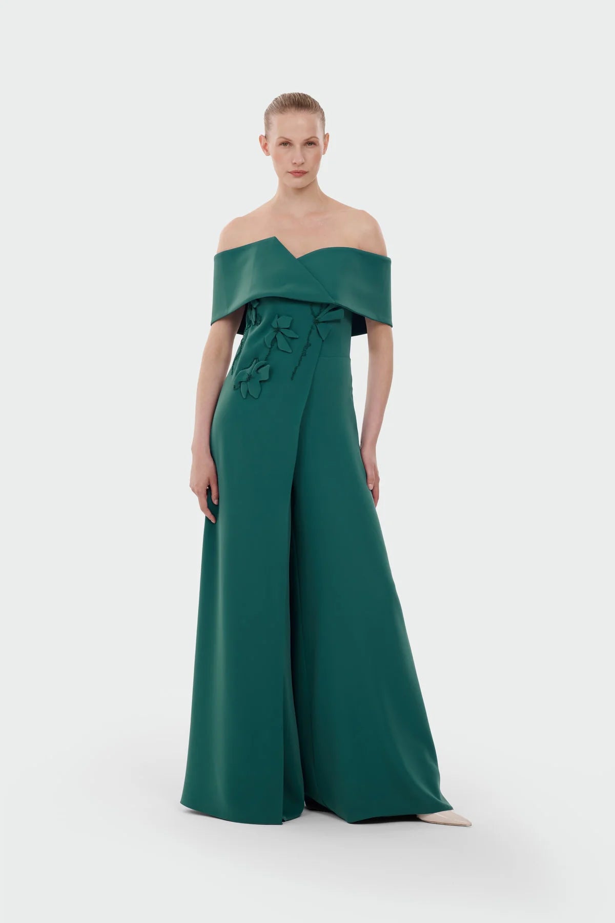 Elegant Off-Shoulder Floral Evening Jumpsuit 5300