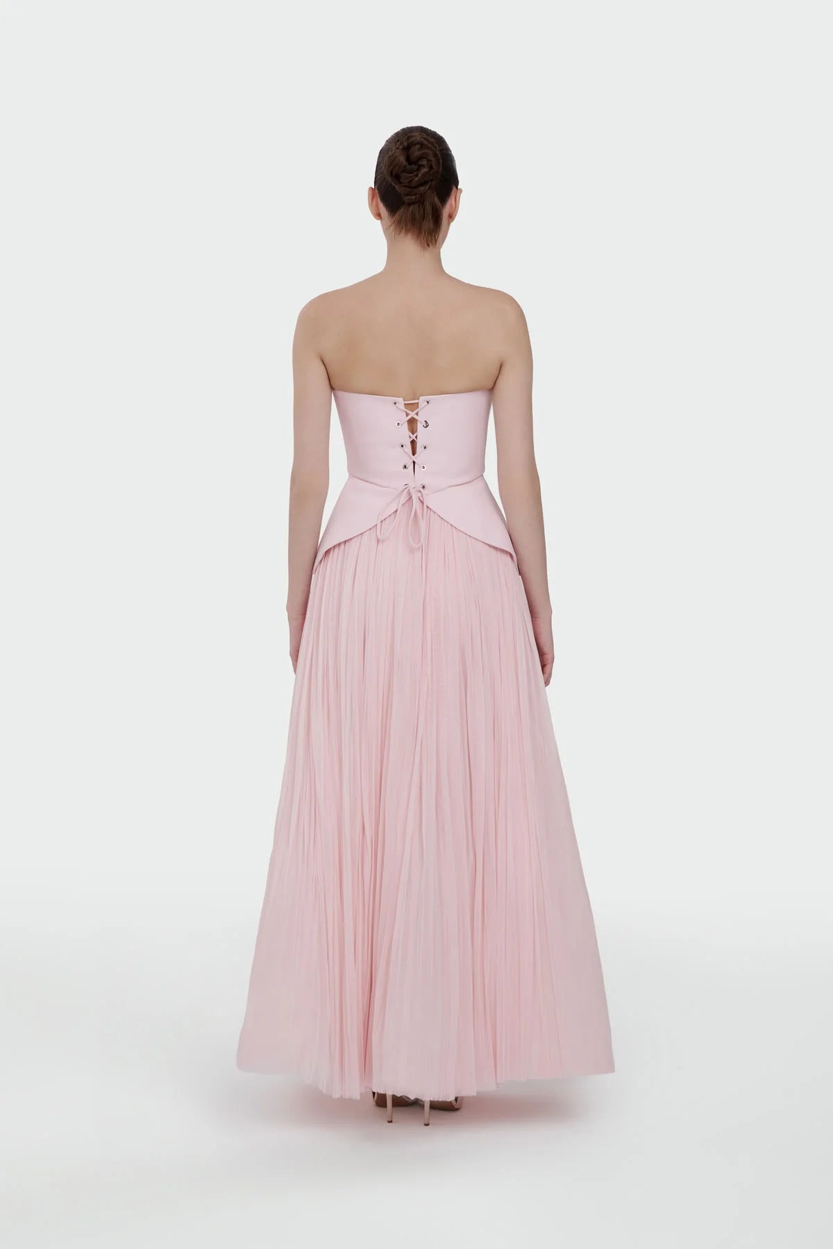 STRAPLEZ PEPLUM DETAYLI PİLİSELİ ABİYE TAKIM ELBİSE 2603
