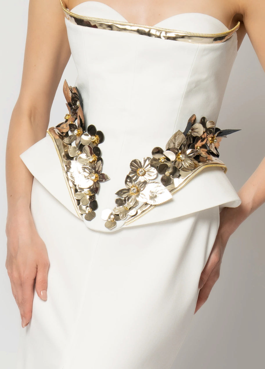 فستان ابيض كريب 2208