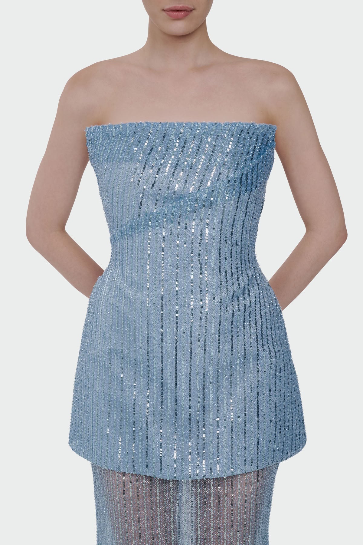 Sequin and Stone Embroidered Evening Dress Set 2211 S