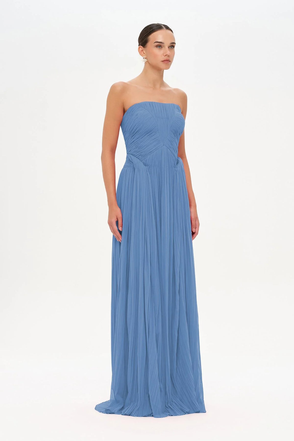 STRAPLEZ DRAPE DETAYLI ŞIK ABİYE ELBİSE - 26058C