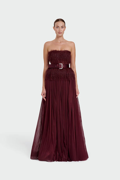 Feather Strapless Evening Dress 1342