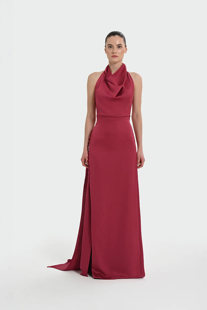 HALTER YAKA DEGAJE DETAYLI ABİYE ELBİSE 1364
