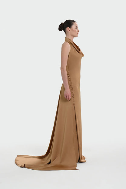 HALTER YAKA DEGAJE DETAYLI ABİYE ELBİSE 1364