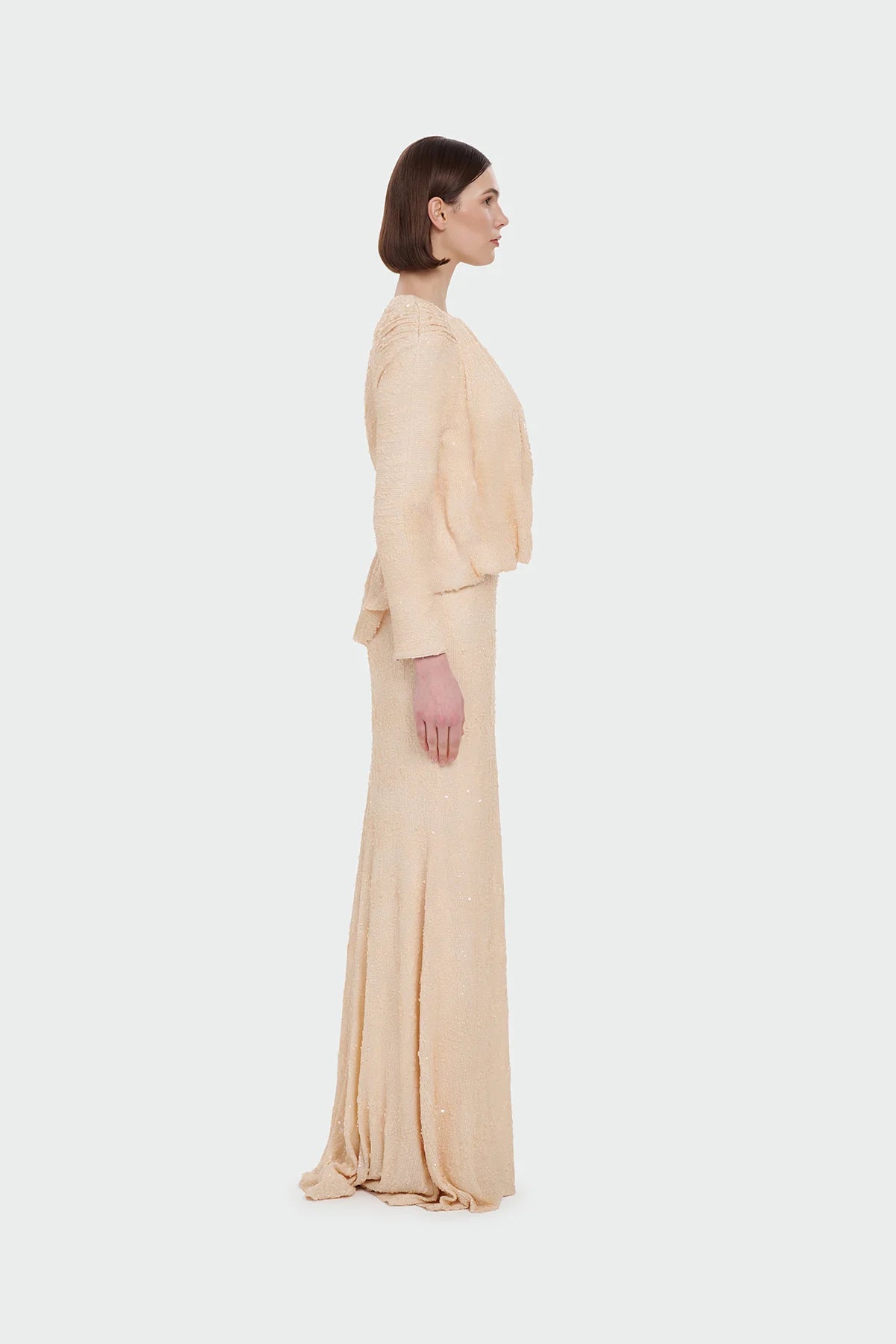 Luxury Modest Stretch Sequin Gown 9210